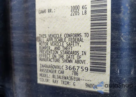 2020 Nissan Maxima Sl Xtronic Cvt from USA, damaged, VIN 1N4AA6DVXLC366759